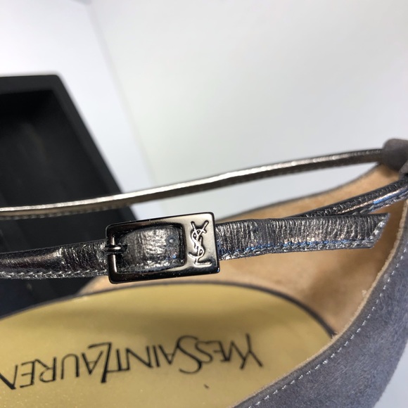 Yves Saint Laurent | Shoes | Yvette Saint Laurent Gray Suede Kitten ...